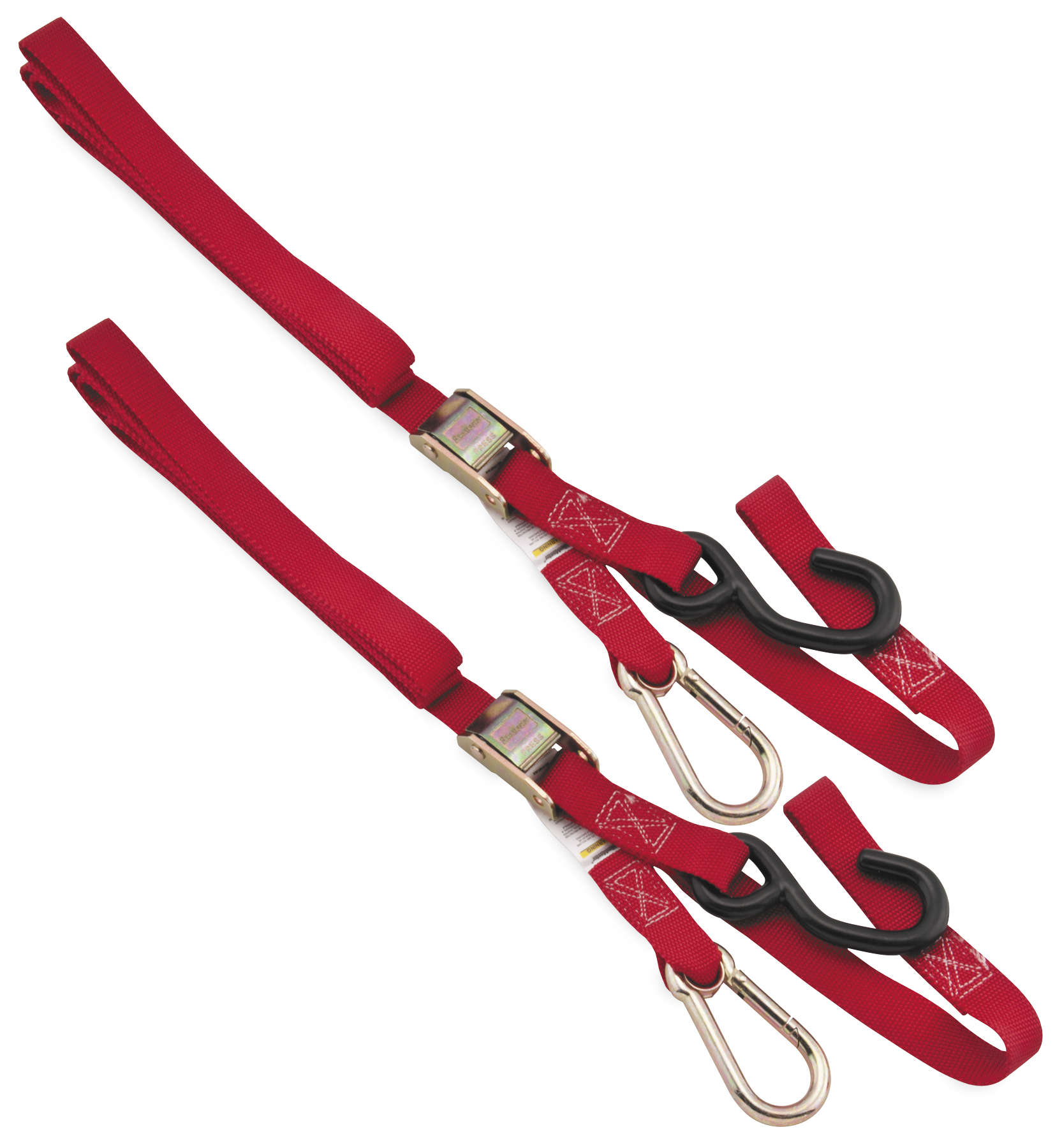 Integrated Tie Downs - Pair - 1" x 84" Carabiner Soft Hook - Red - Click Image to Close