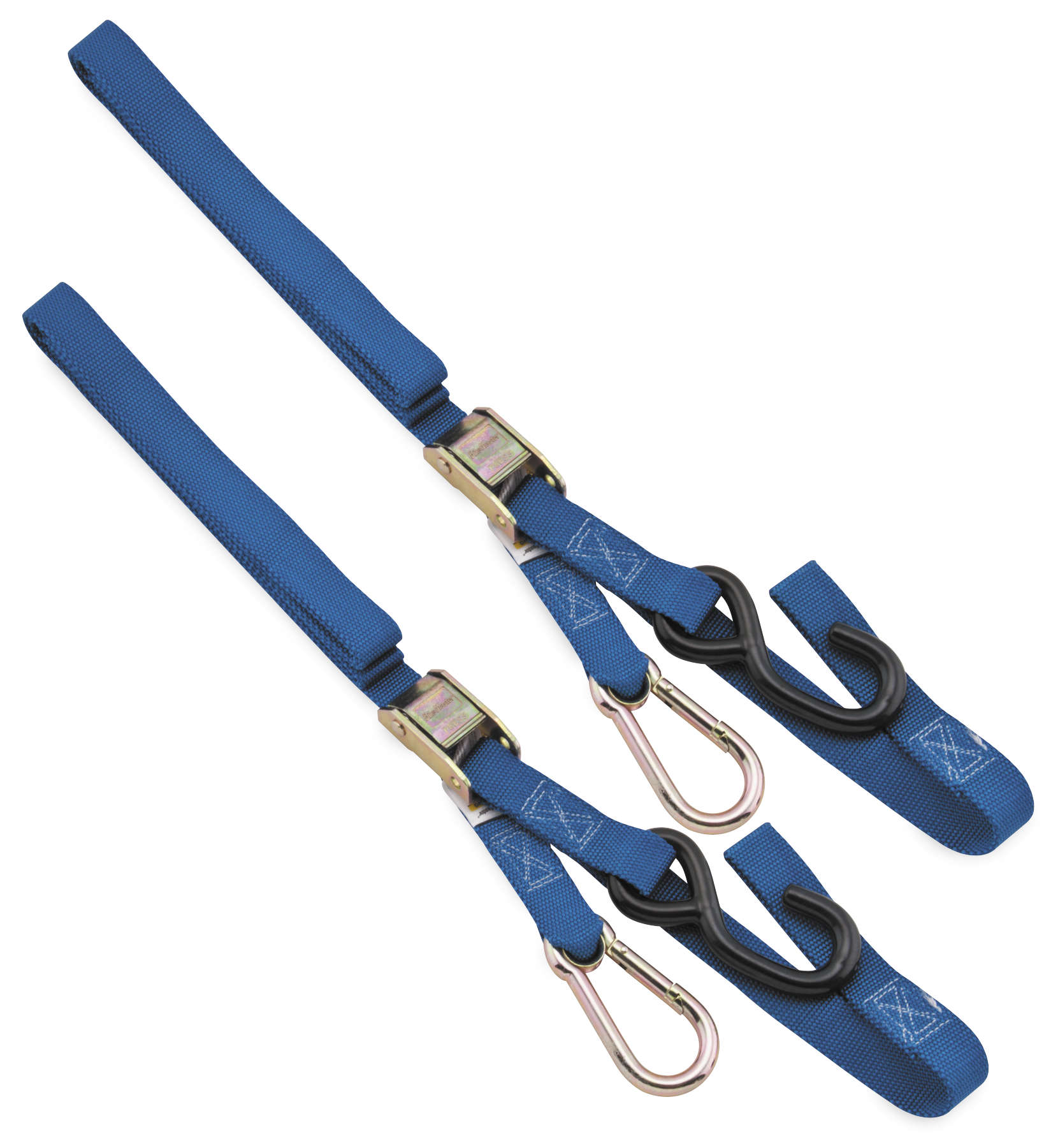 Integrated Tie Downs - Pair - 1" x 84" Carabiner Soft Hook - Blue - Click Image to Close