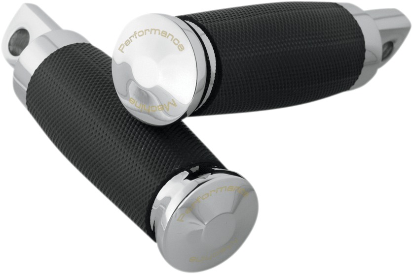 Performance Machine Contour Footpegs Chrome Rubber Wrapped USA Made - Click Image to Close