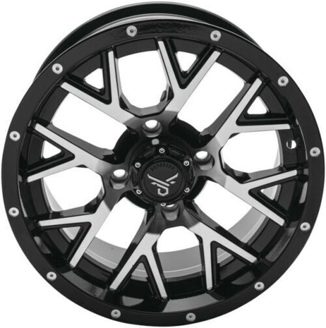 QuadBoss Barbwire 14x7 4/110 Black Machined Wheel - Click Image to Close