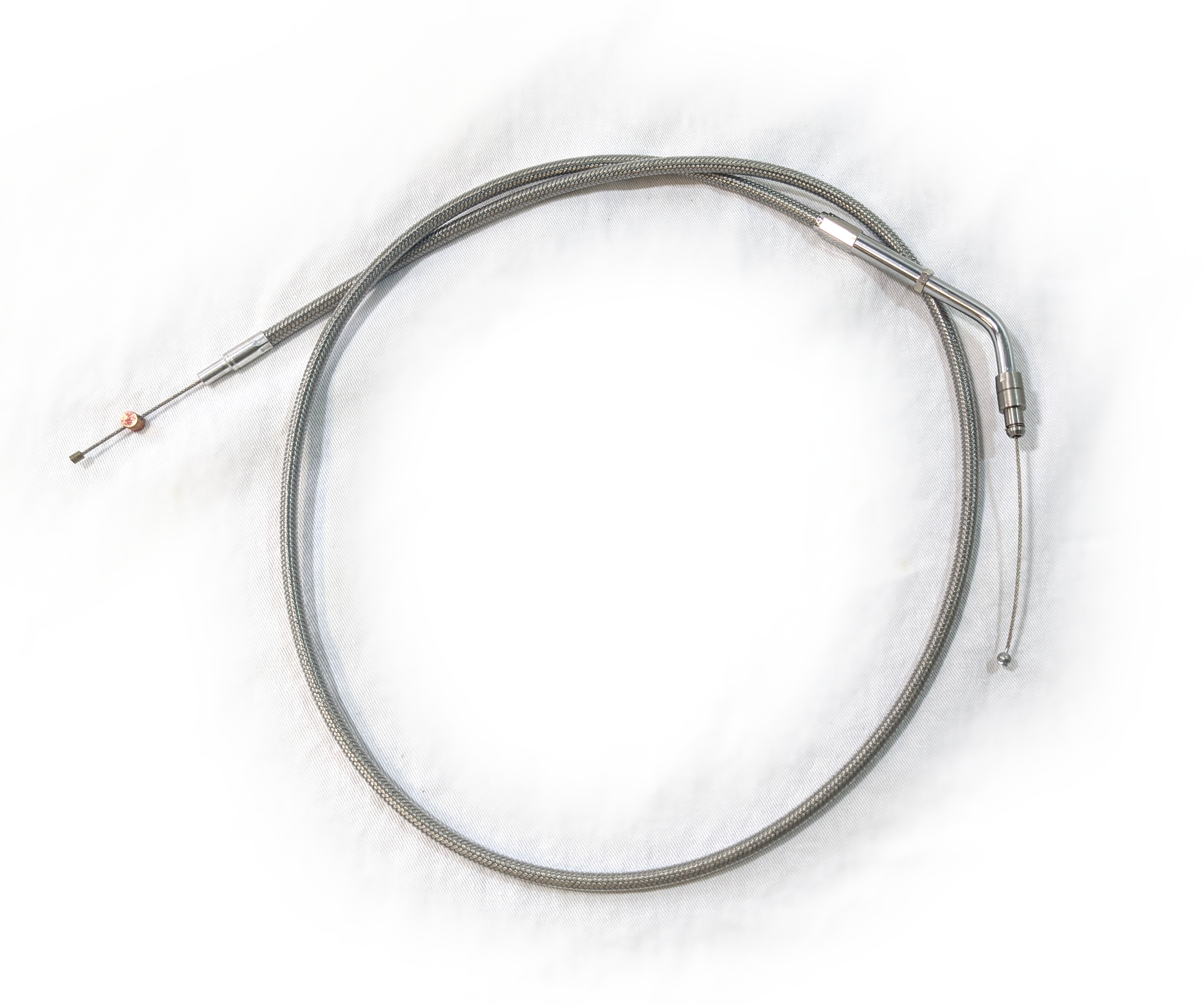 +8" Braided Stainless Steel Throttle Cable - 8" Longer Than Harley 56308-96 - Click Image to Close