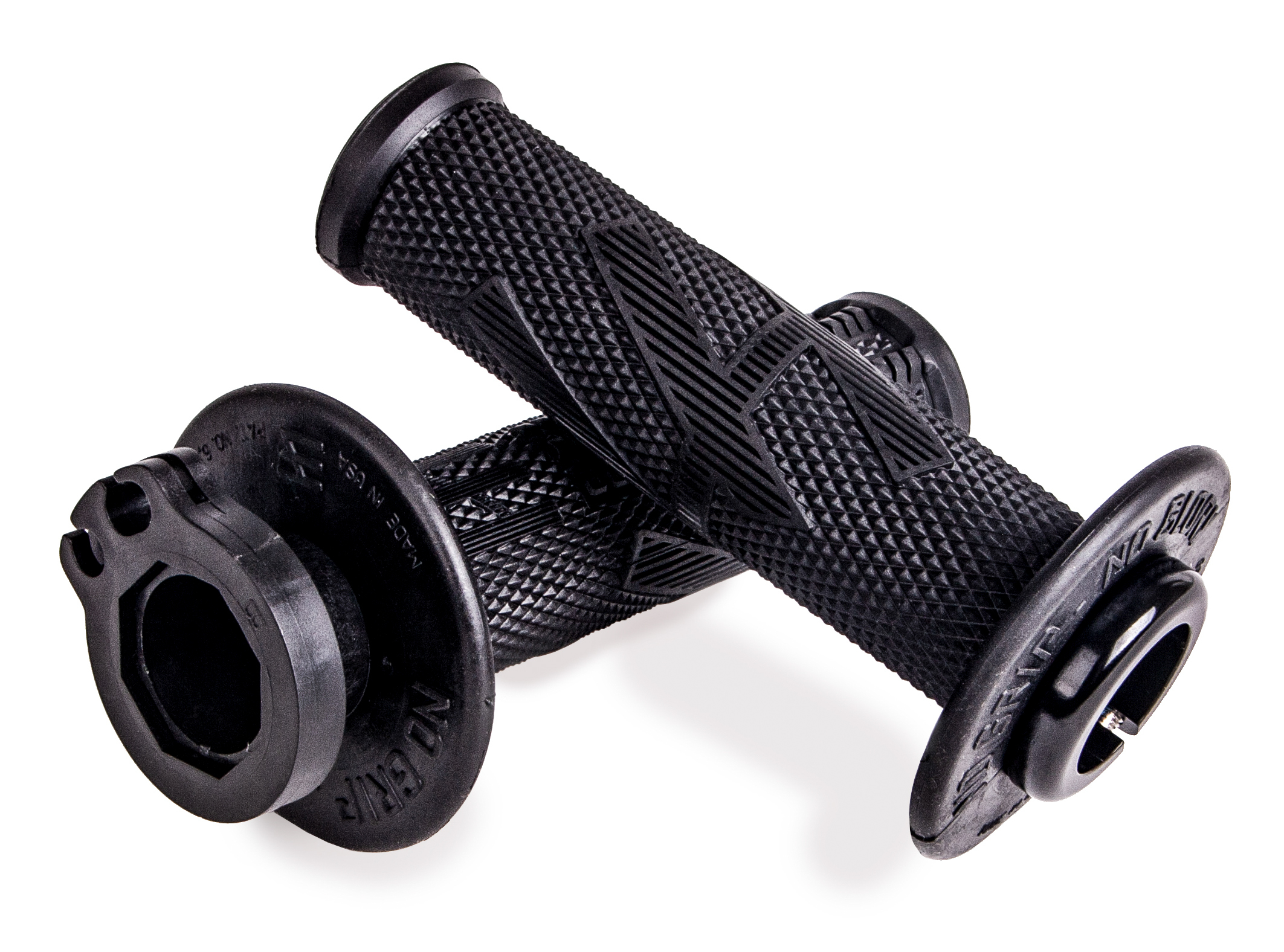 Emig2 Pro MX V2 Lock On MX Grips System - Diamond Knurled, "Blackout" All Black - Click Image to Close