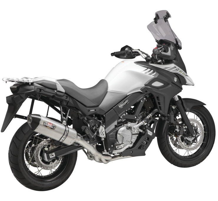 R-77 Race 3/4 Slip On Exhaust - Stainless Steel w/ Carbon Tip - For 17-18 Suzuki VStrom 650 - Click Image to Close