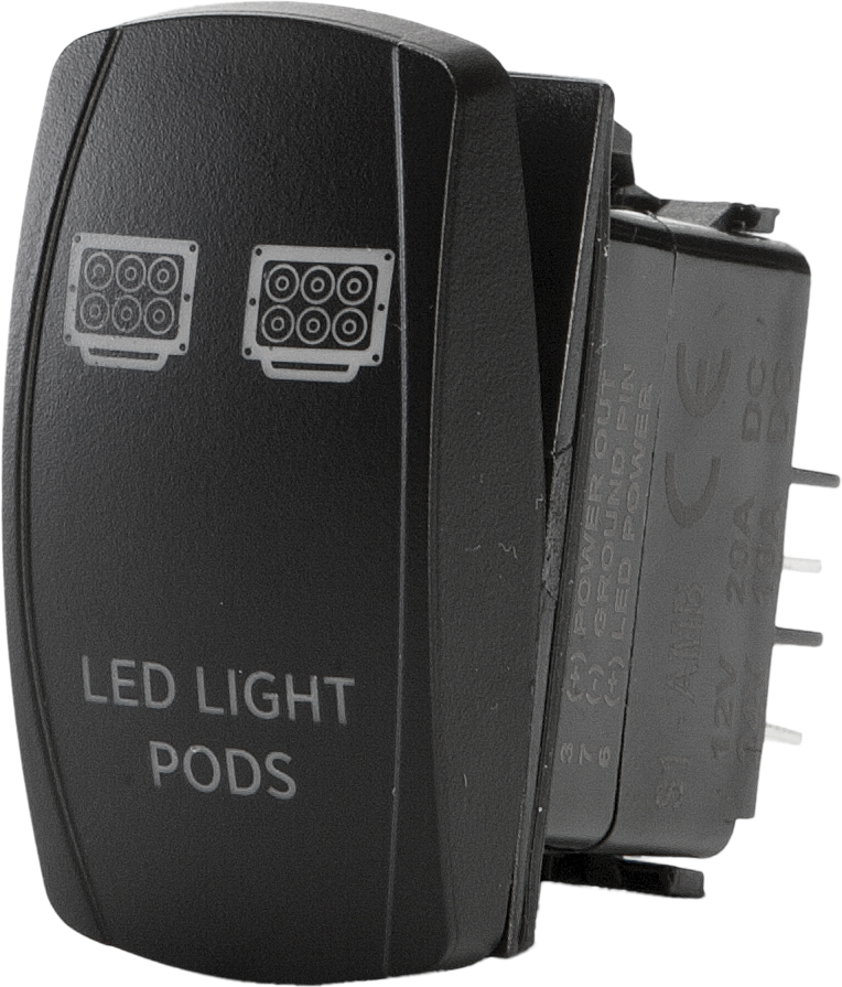 "Led Light Pods" Illuminated Rocker Switch - Amber Lighted SPST Rocker - Click Image to Close
