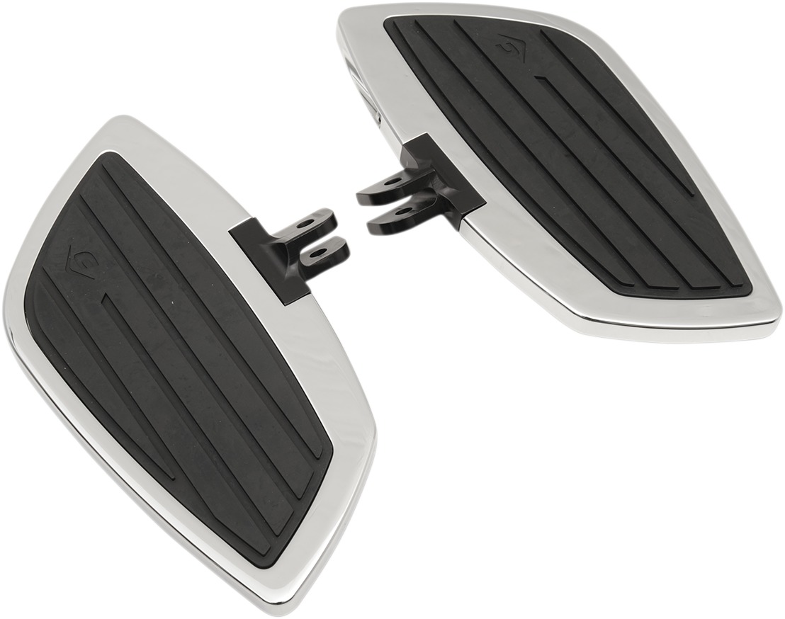 Swept Driver Floorboards Chrome/Black - For 08-15 Yamaha XV1900 Raider /S - Click Image to Close