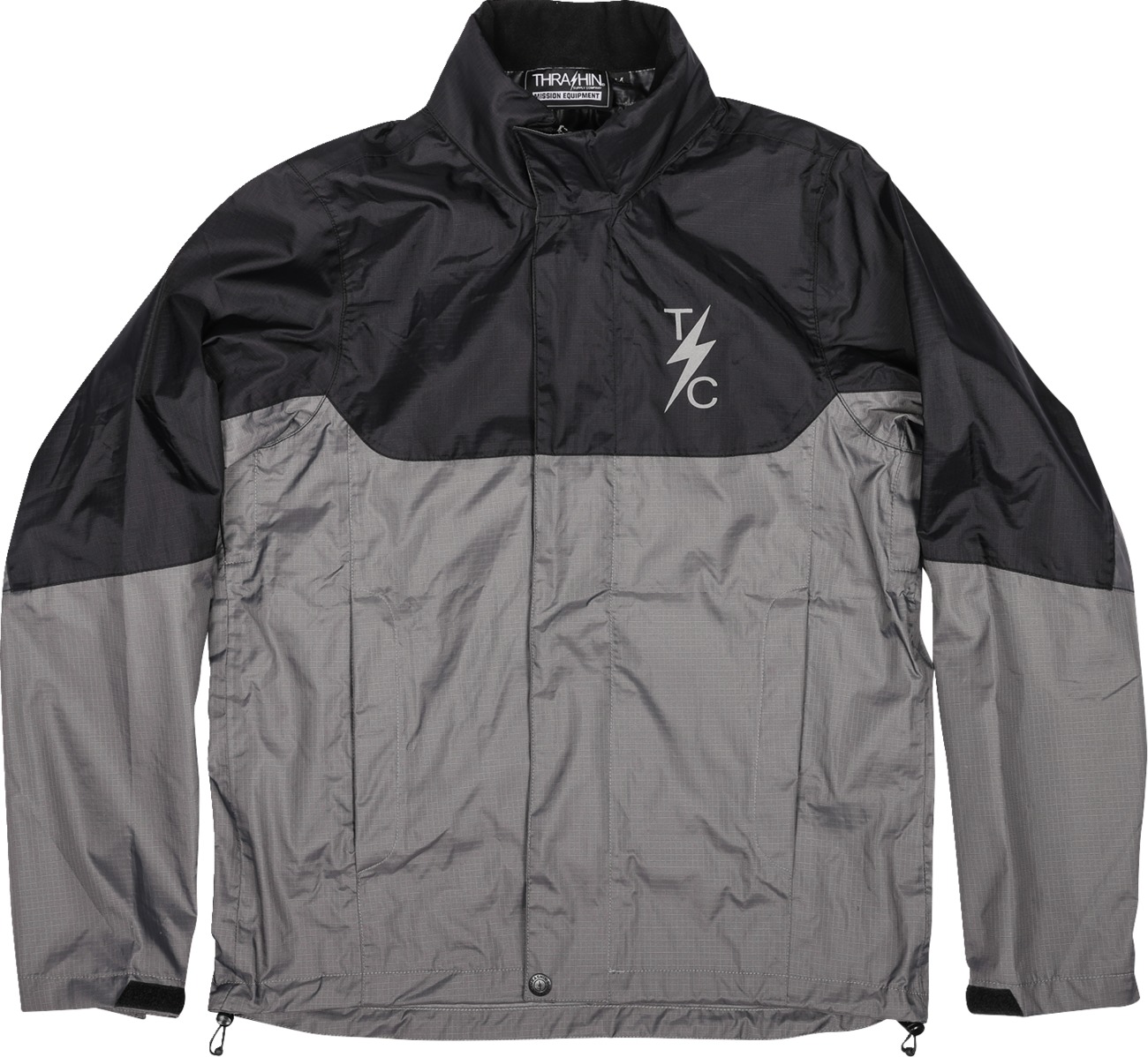 Thrashin Supply Mission Waterproof Rain Jacket Black/Gray Men's Medium - Men's waterproof rain jacket, Black/Gray, size M - Click Image to Close