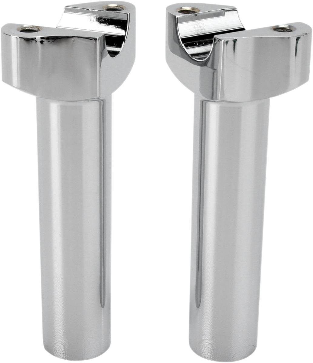 Drag Specialties Forged Aluminum Handlebar Risers Chrome 5-1/2in Rise Pair - Chrome 5-1/2in risers for 1in handlebars, pair - Click Image to Close