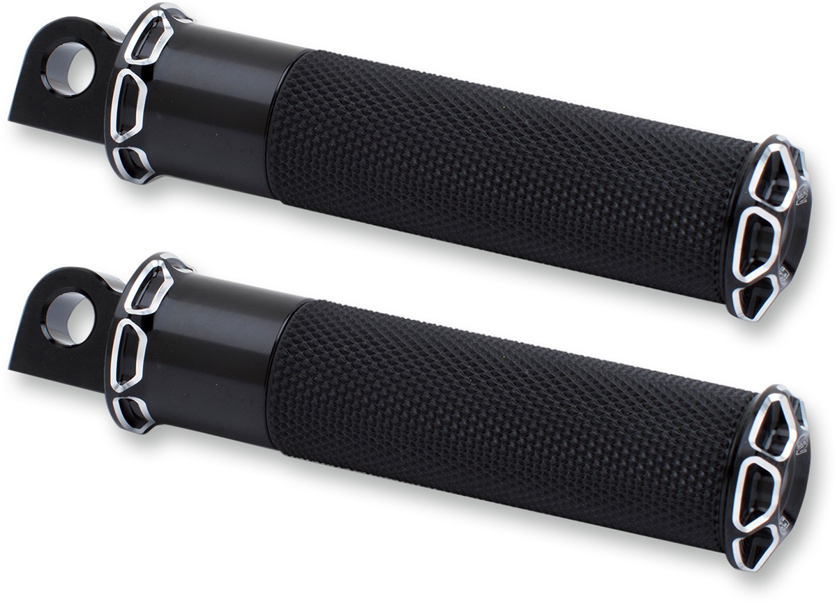 Beveled Fusion Footpegs Black by Arlen Ness - Click Image to Close