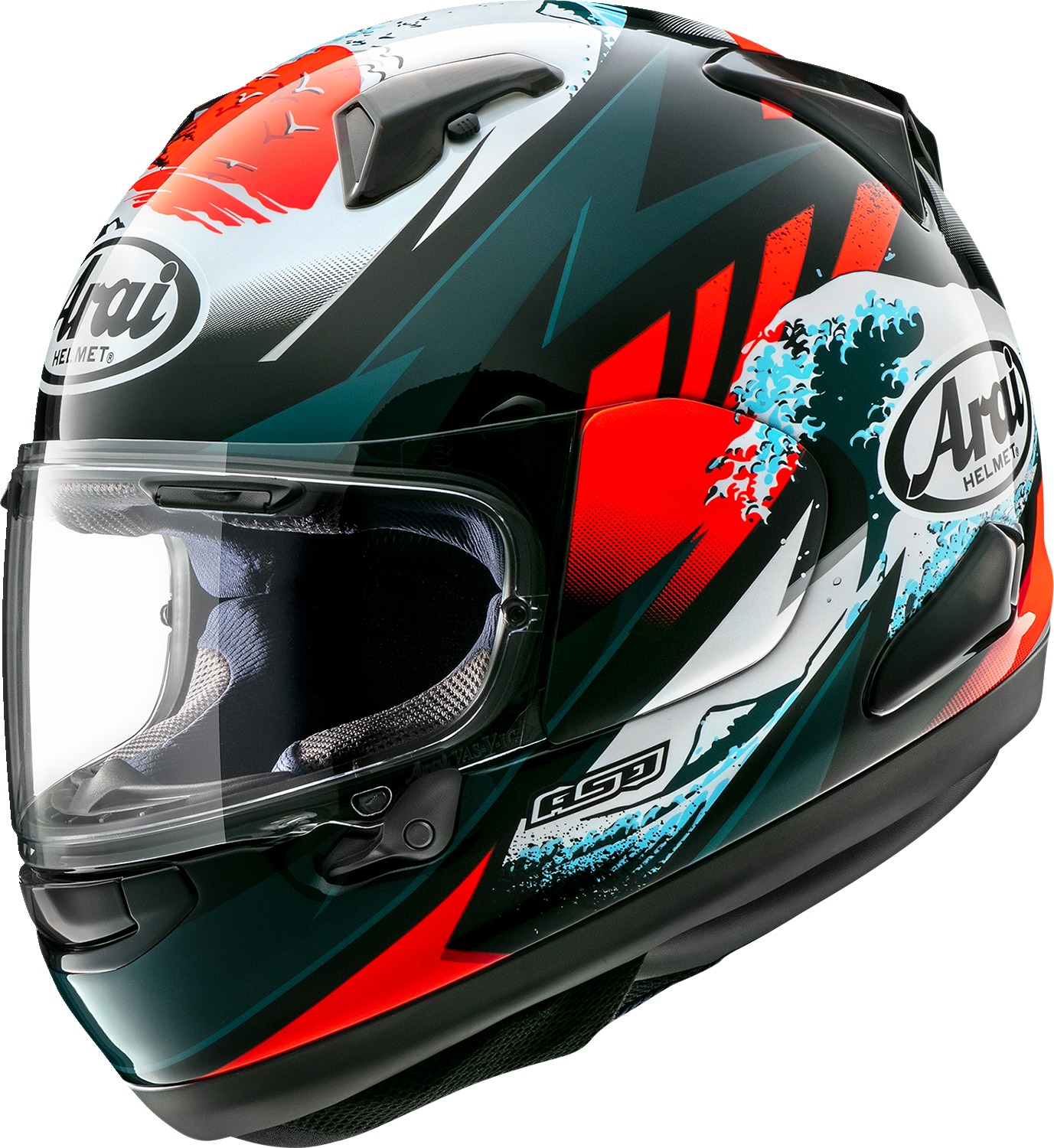 Arai Quantum-X Wave Helmet 2XL Red Gloss - Full face helmet with Wave graphic - Click Image to Close