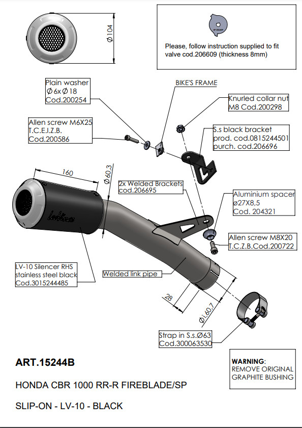 LV-10 Stainless Steel Black Slip On Exhaust - For 21-22 Honda CBR1000RR-R - Click Image to Close