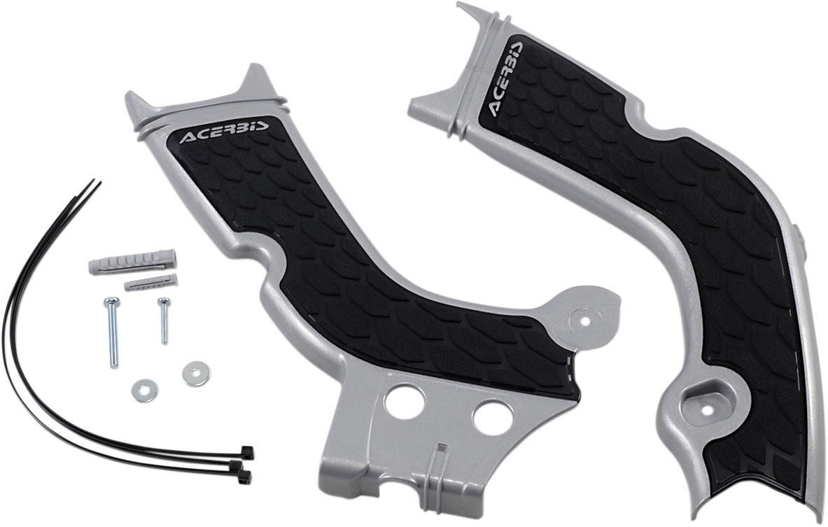 X-Grip Frame Guards Silver/Black - For 20-21 CRF250R/RX & 19-20 CRF450R/RX - Click Image to Close