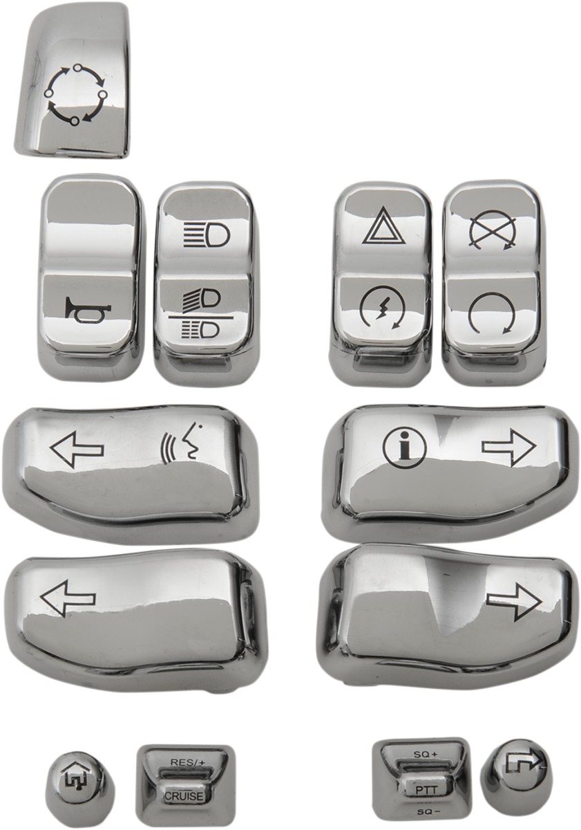 Drag Specialties Switch Cap Kit Chrome For Harley Touring Models - Chrome switch cap kit For Harley Touring models - Click Image to Close