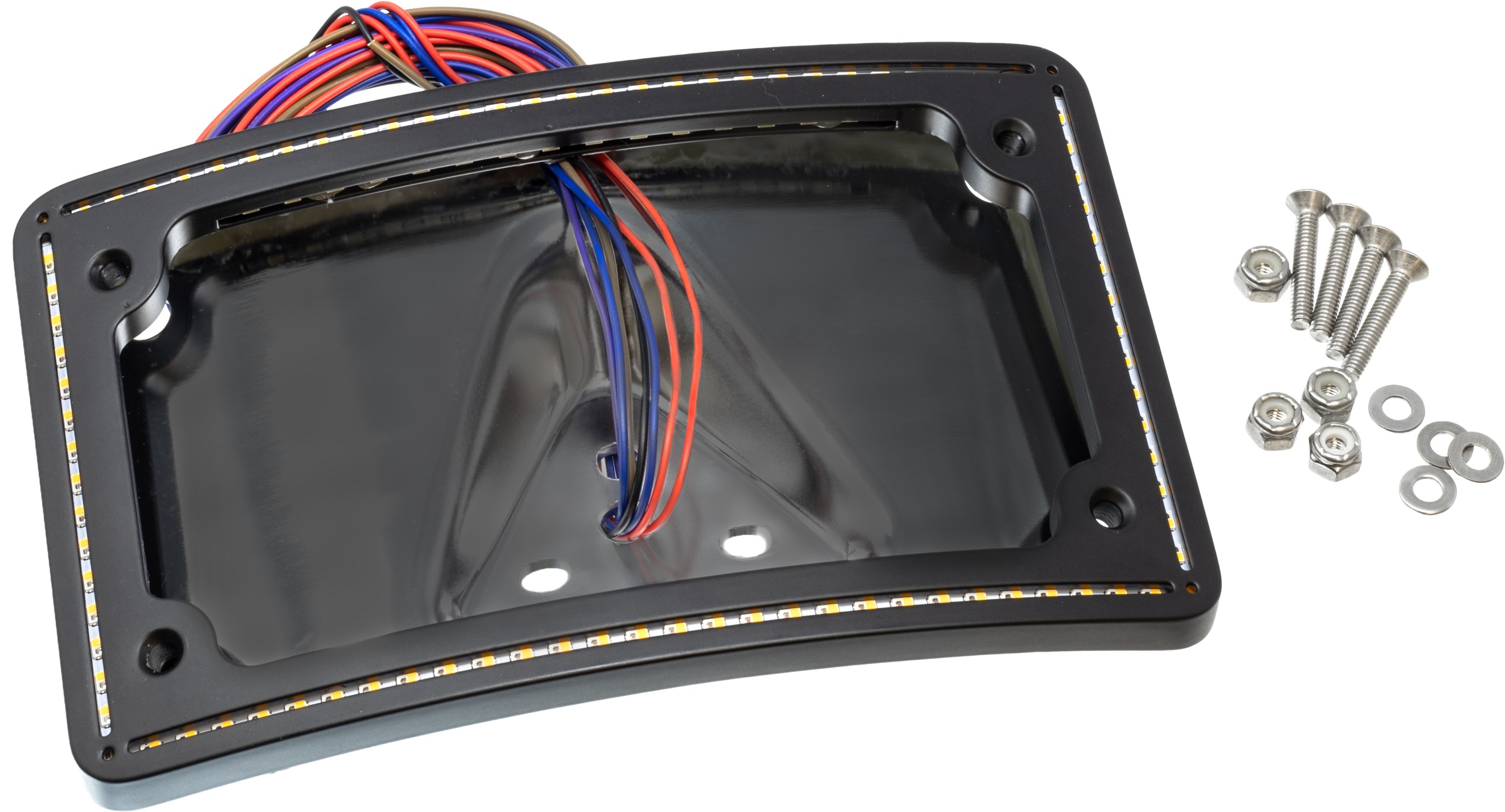 Letric Lighting Curved License Plate Light Frame Black For 10-13 Road Glide - Click Image to Close