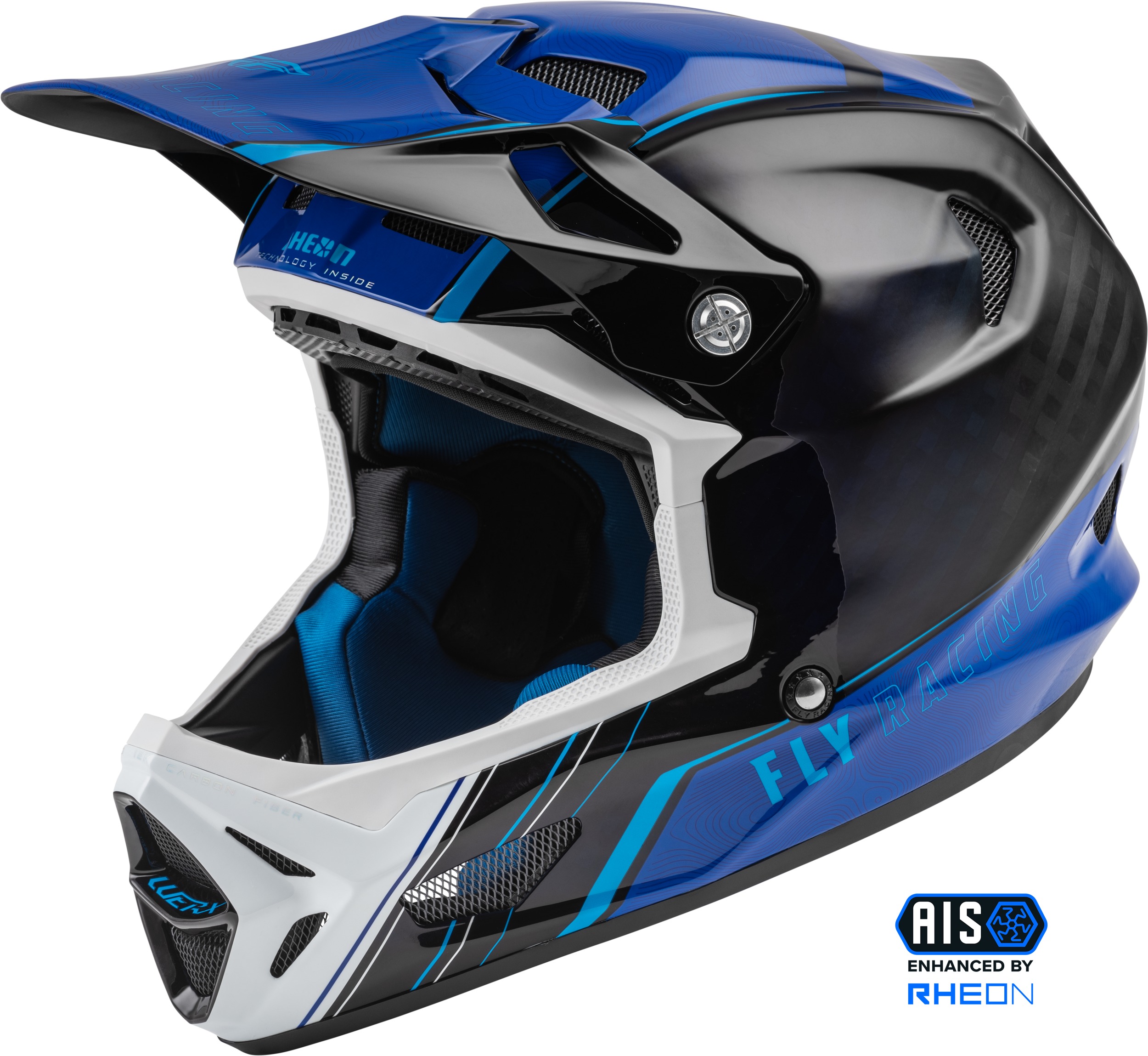 Fly Racing Werx-R Carbon Full Face Helmet Blue Large - Lightweight carbon helmet, Blue, Large size - Click Image to Close