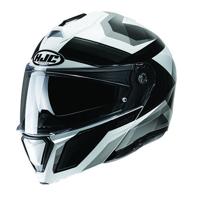 i90 Lark Full Face Helmet Black/White Medium - Click Image to Close