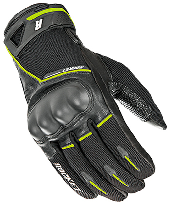 Joe Rocket Super Moto Gloves Mens LG Black Hi-Viz - Mens LG Black Hi-Viz riding gloves - Click Image to Close
