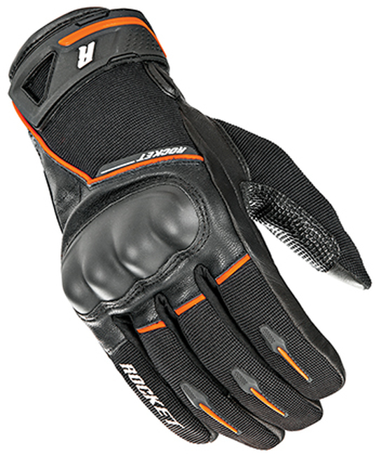 Joe Rocket Super Moto Glove Black/Orange Mens Medium - Mens Black/Orange Medium riding glove - Click Image to Close