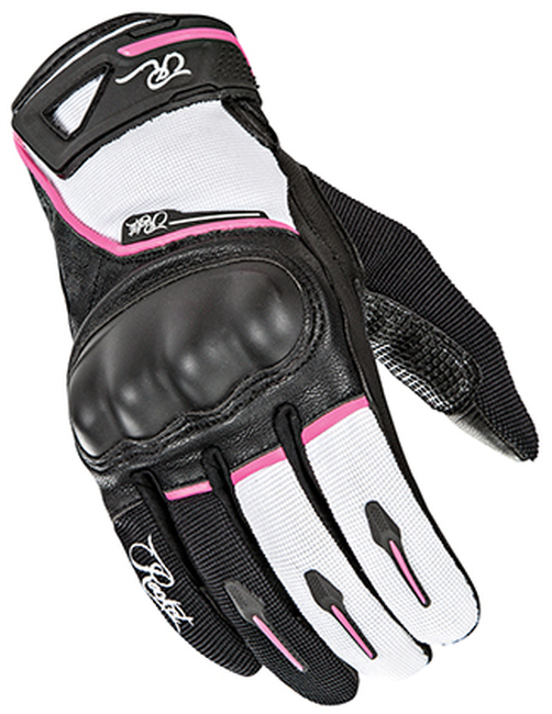 Joe Rocket Ladies Super Moto Glove LG Black/White/Pink - Women's LG moto glove, Black/White/Pink - Click Image to Close