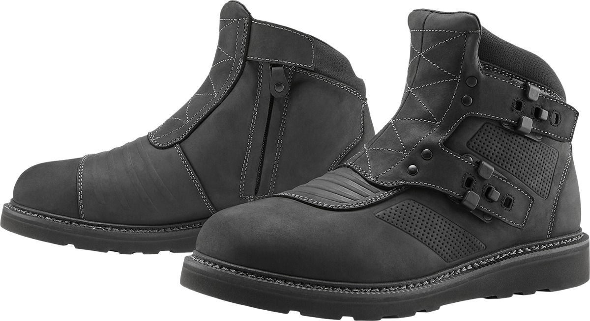 ICON El Bajo2 Boots - Black, US 9.5 - Durable leather riding boots - Click Image to Close