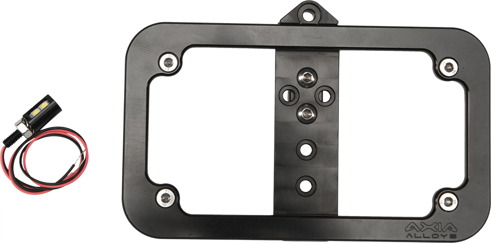 Axia Lighted License Plate Frame Bolt-On Black - Lighted license plate frame, black, universal fit - Click Image to Close