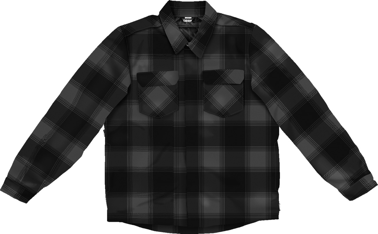 ICON Fallblock CX Flannel Jacket 3XL Black/Gray Men's - Casual style with motorcycle protection - Click Image to Close