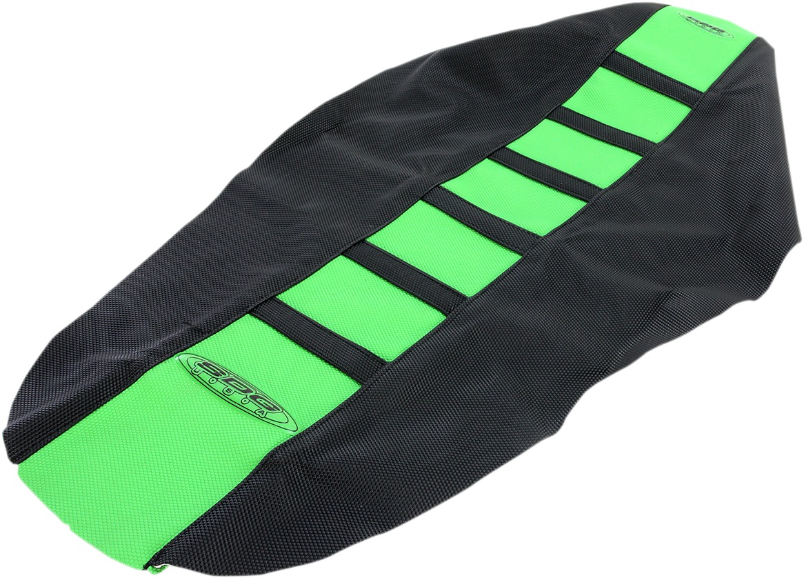6-Rib Water Resistant Seat Cover Black/Green - For KX250F KX450F - Click Image to Close