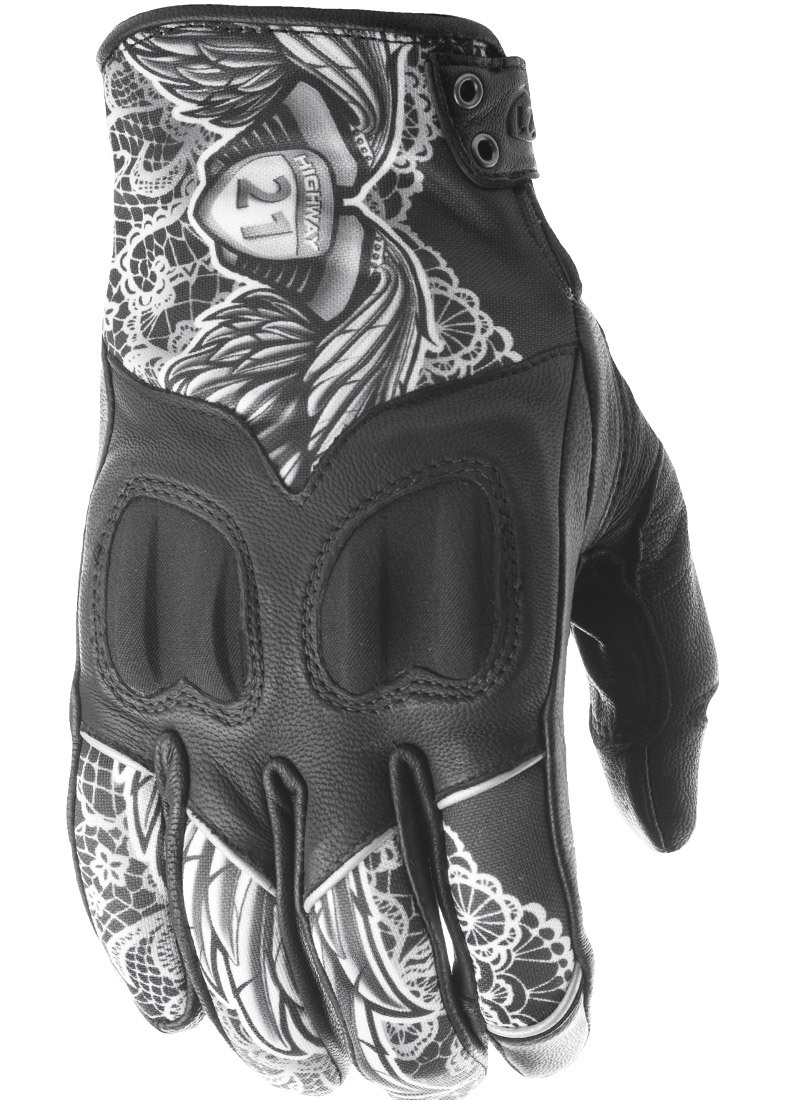 Women's Vixen Riding Gloves Black/White Lace X-Large - Click Image to Close