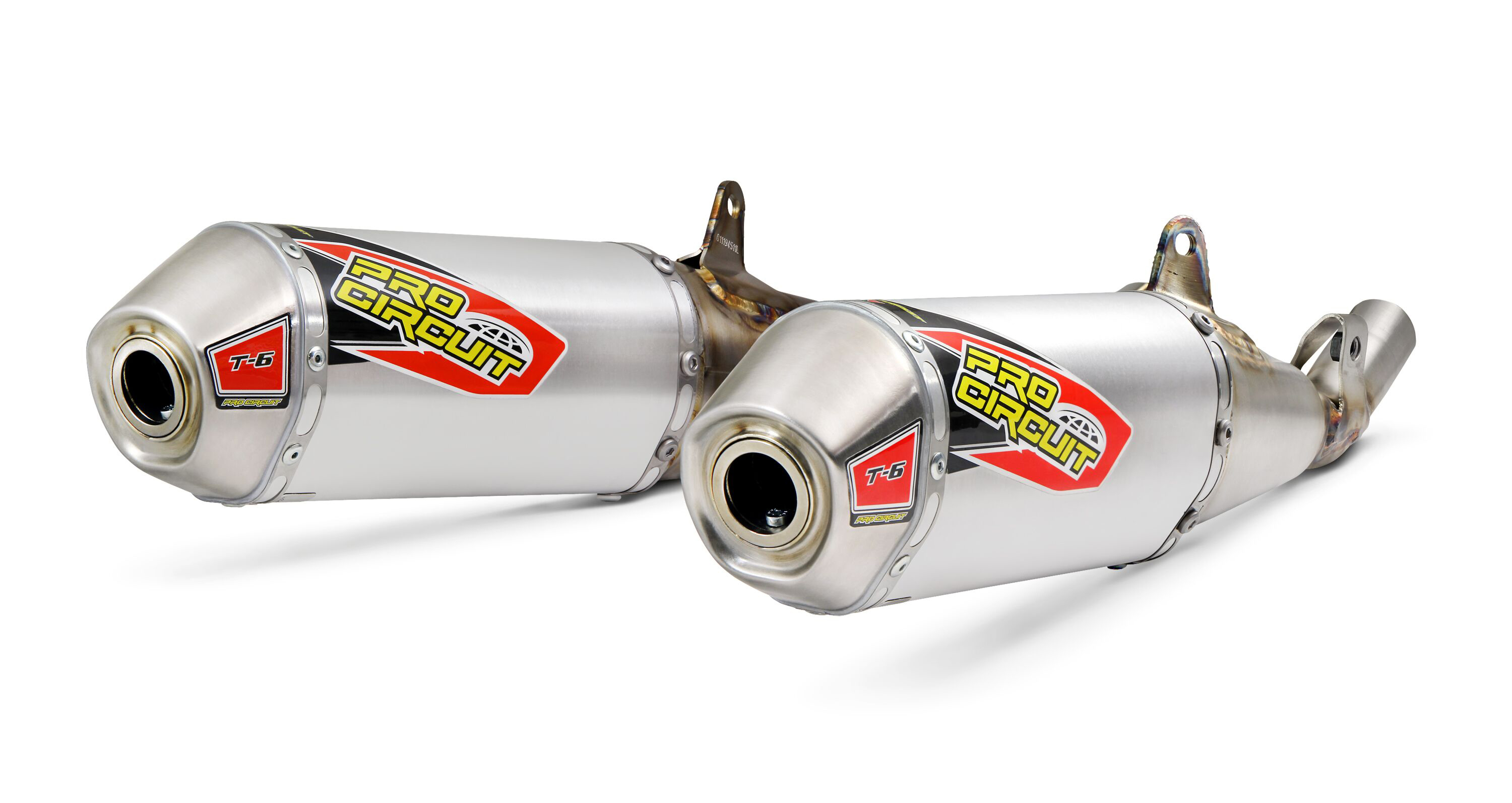 T-6 Dual Slip On Exhaust Mufflers - Stainless Steel - For 18-20 Honda CRF250R/RX - Click Image to Close