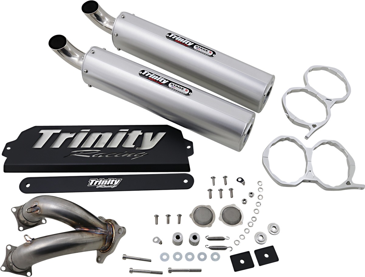 Dual Brushed Aluminum Slip On Exhaust - For 20-21 Polaris RZR Pro XP - Click Image to Close