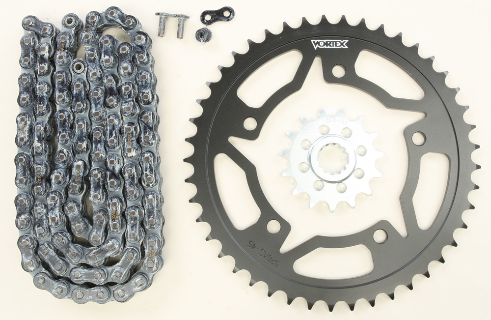 V3 Chain & Sprocket Kit Black SX Chain 520 15/45 Black Steel - For 06-10 Suzuki GSXR600 - Click Image to Close