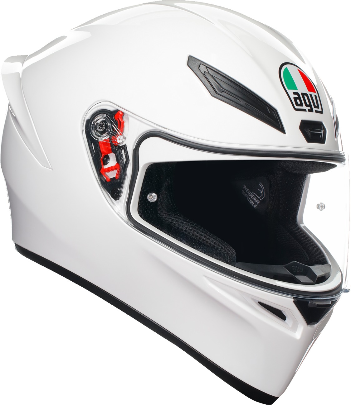 AGV K1 S Solid Full Face Helmet Gloss White Medium - Full face helmet, gloss white, size M, unisex - Click Image to Close