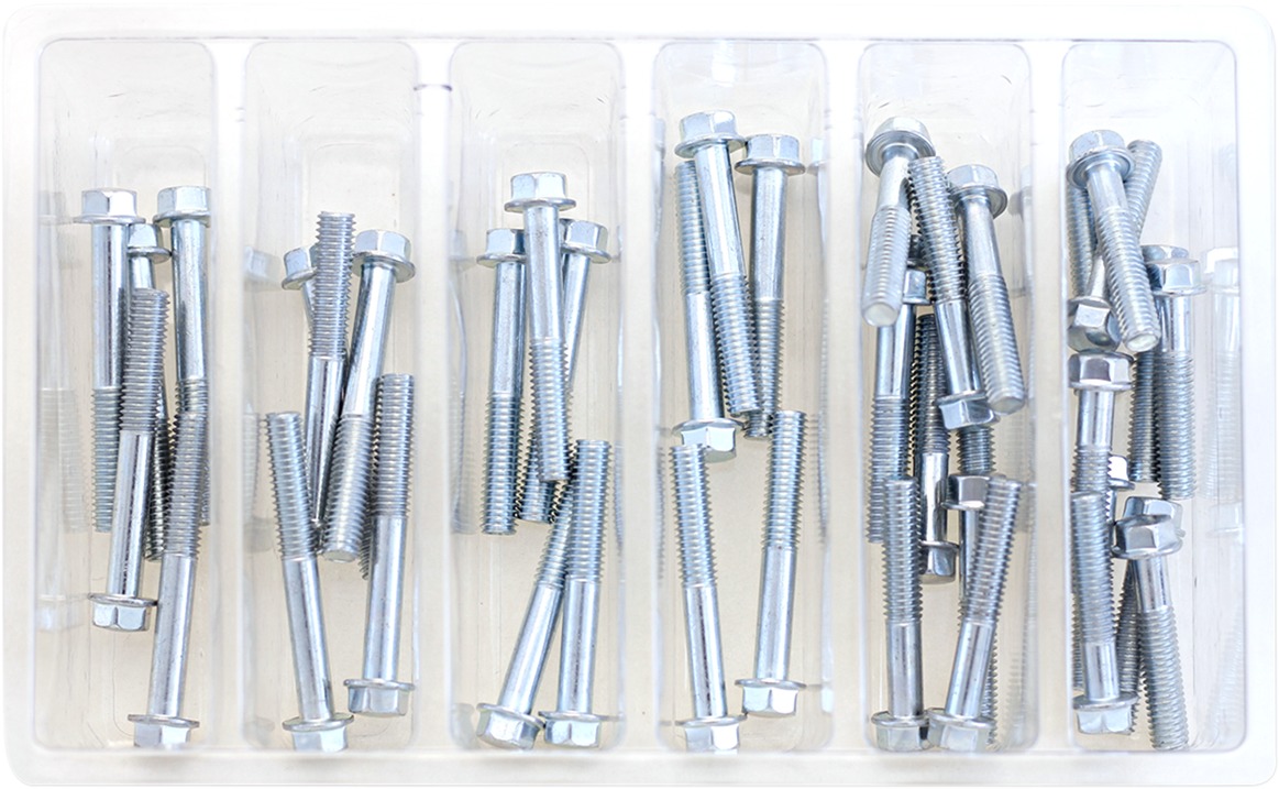 M6 8mm Hex Flange Bolt Assortment #2 30mm-45mm Silver - Click Image to Close