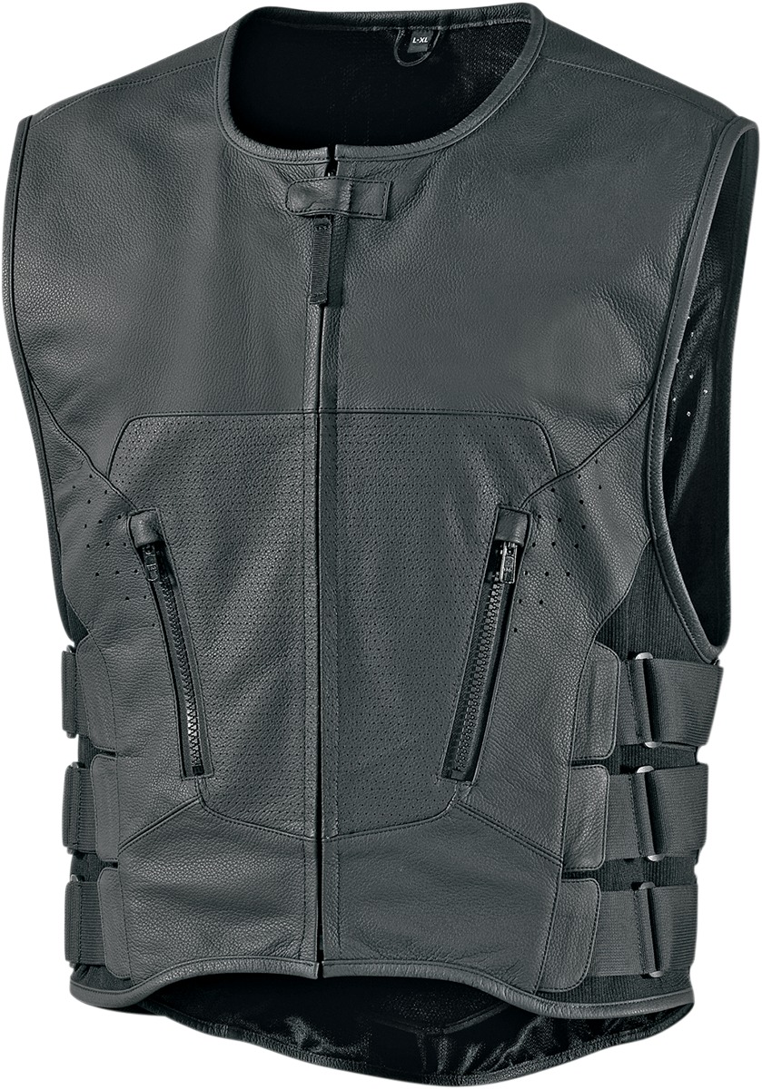 D30 Leather Vest - Black Men's 4X-Large - Click Image to Close