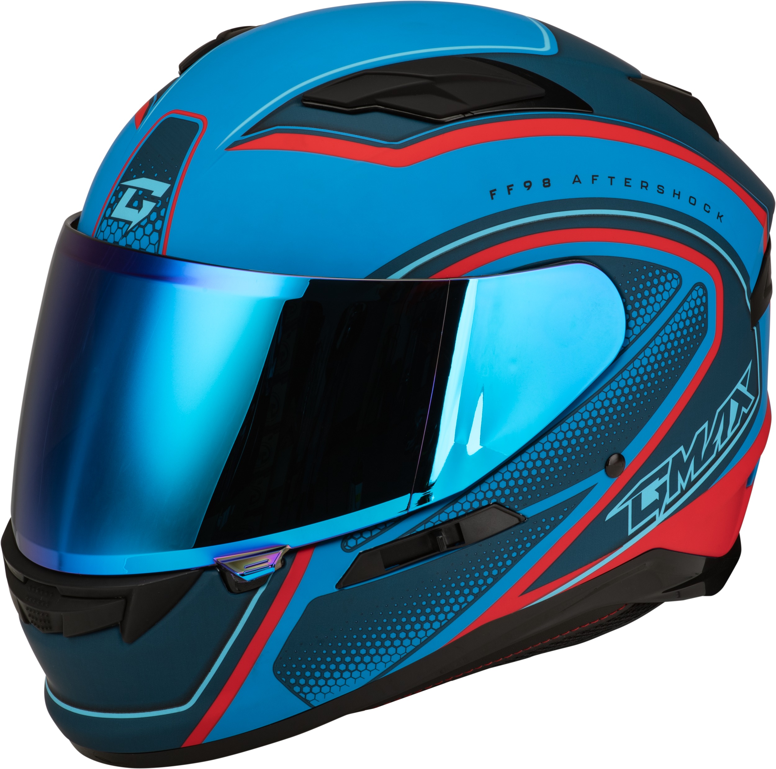 GMAX FF-98 Aftershock Helmet Matte Blue/Red Medium - Click Image to Close