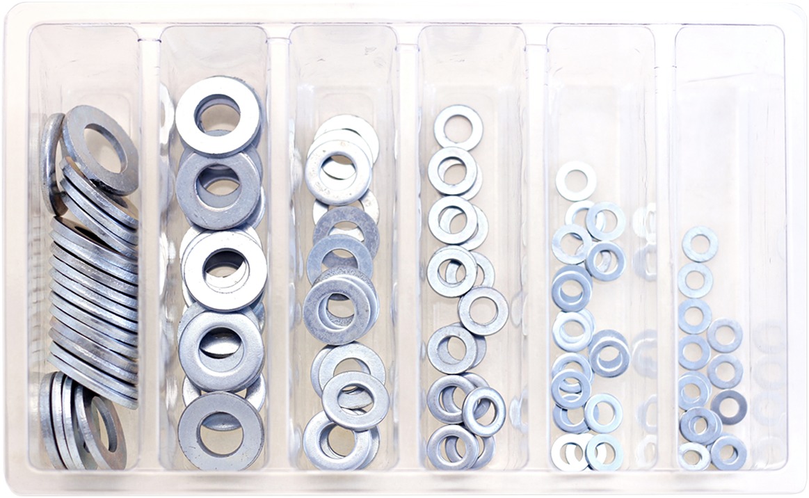 Bolt 120pc Flat Washer Assortment Kit Silver - Click Image to Close