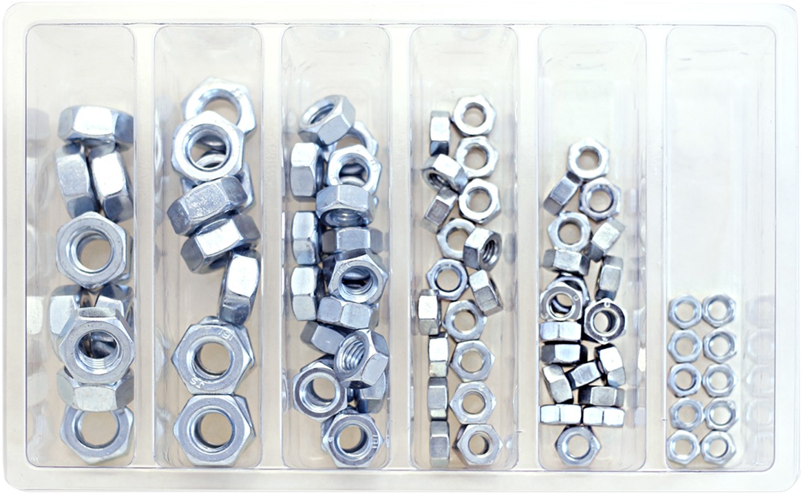 Bolt Hex Nut Assortment 90 Piece Kit Silver M5-M10 - Click Image to Close