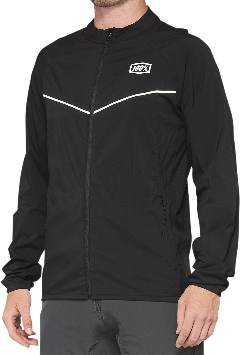 100% Men's Corridor Stretch Windbreaker Black Large - Click Image to Close