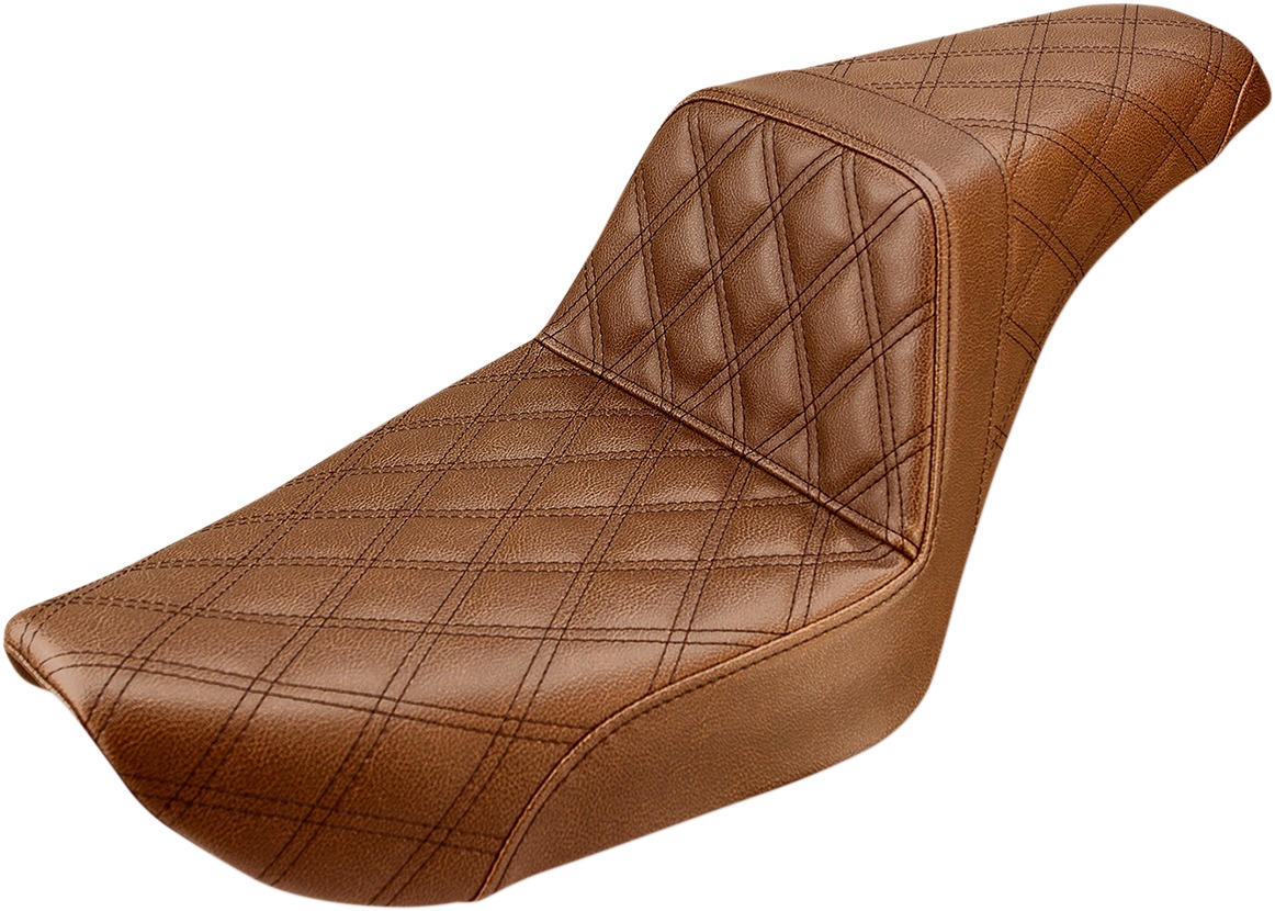 Step-Up Lattice Stitched 2-Up Seat Brown - For 96-03 FXD Super Glide - Click Image to Close