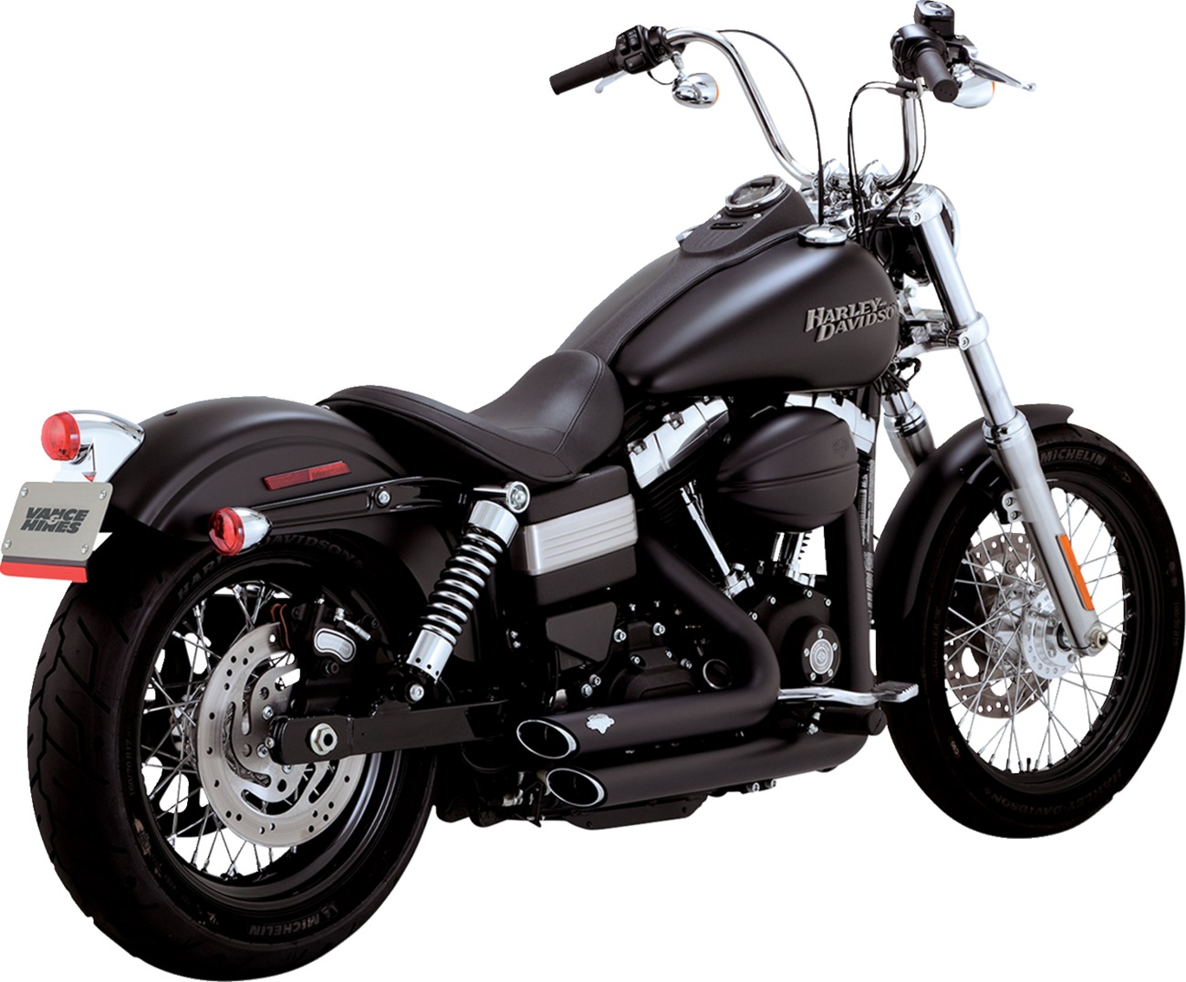 Vance & Hines Shortshots Staggered Black Exhaust Fits HD Dyna 12-17 - Click Image to Close