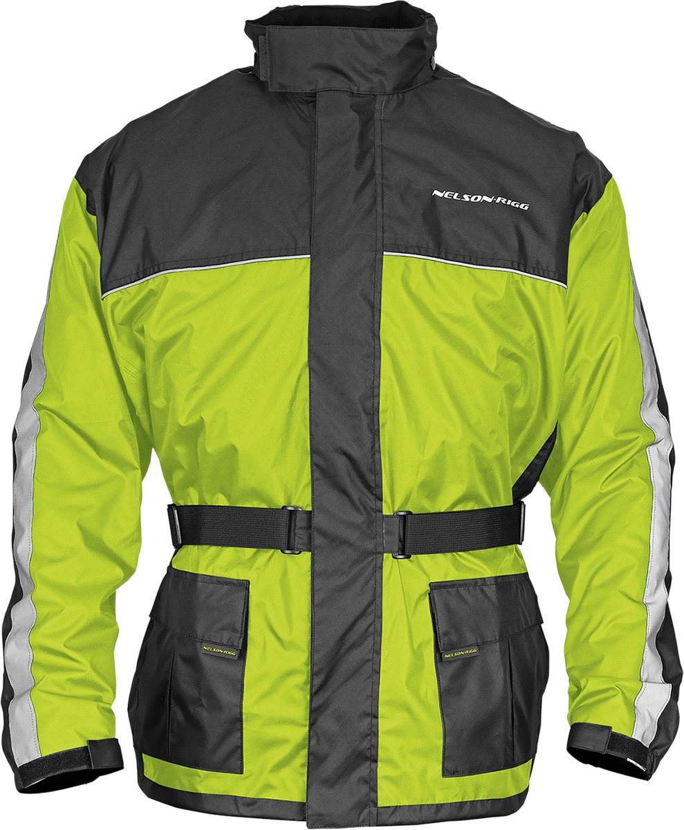 Nelson Rigg Solo Storm Rain Jacket Hi-Vis Yellow/Black Large Men's - Waterproof rain jacket, hi-vis yellow/black, men's large - Click Image to Close