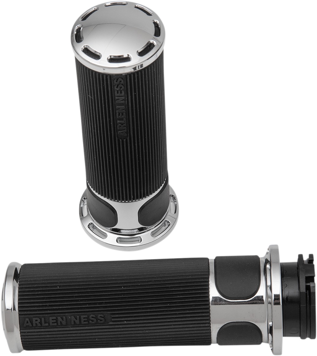 Arlen Ness Cable Style Fusion Series Slot Track Grips Chrome - Click Image to Close