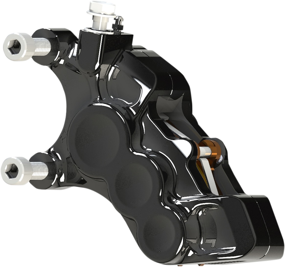 Arlen Ness Six-Piston Differential Bore Front Left Caliper Black ABS Harley - Front left caliper for Harley ABS models - Click Image to Close