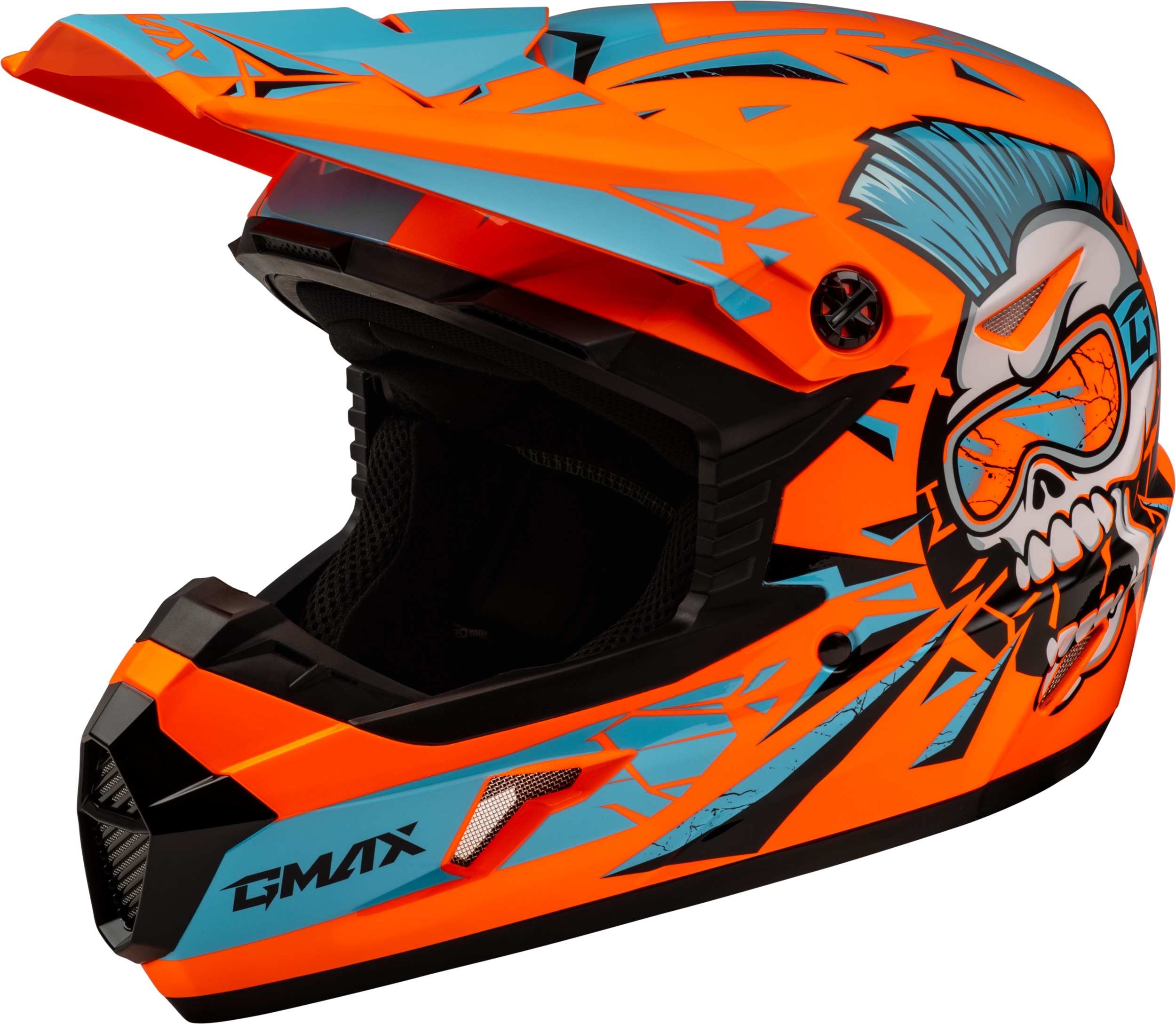 GMAX MX-46Y Unstable Youth Helmet Hi-Vis Orange/Blue Medium - Youth MX helmet Medium Hi-Vis Orange/Blue - Click Image to Close
