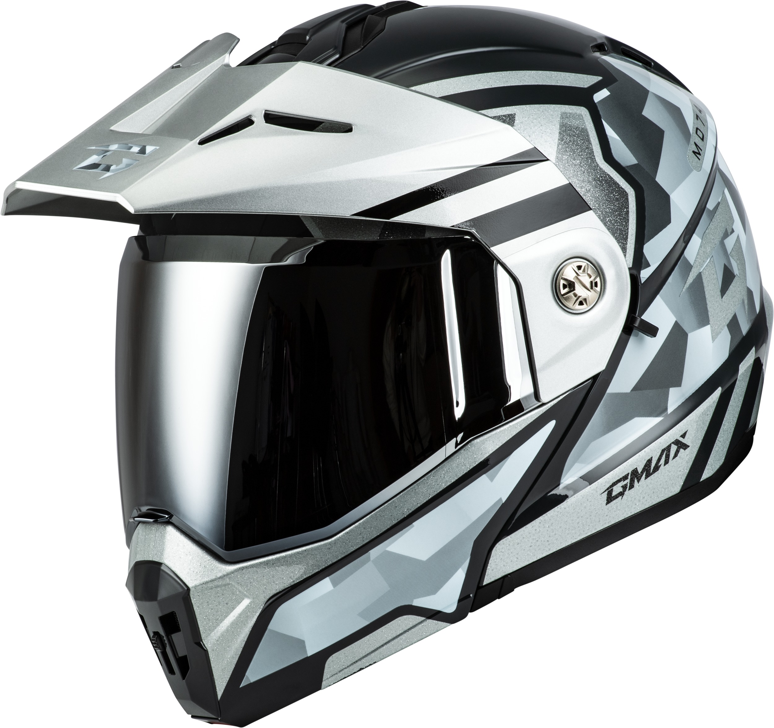 GMAX MD-74 Striker Modular Helmet XL Silver/Blue Metallic - Click Image to Close