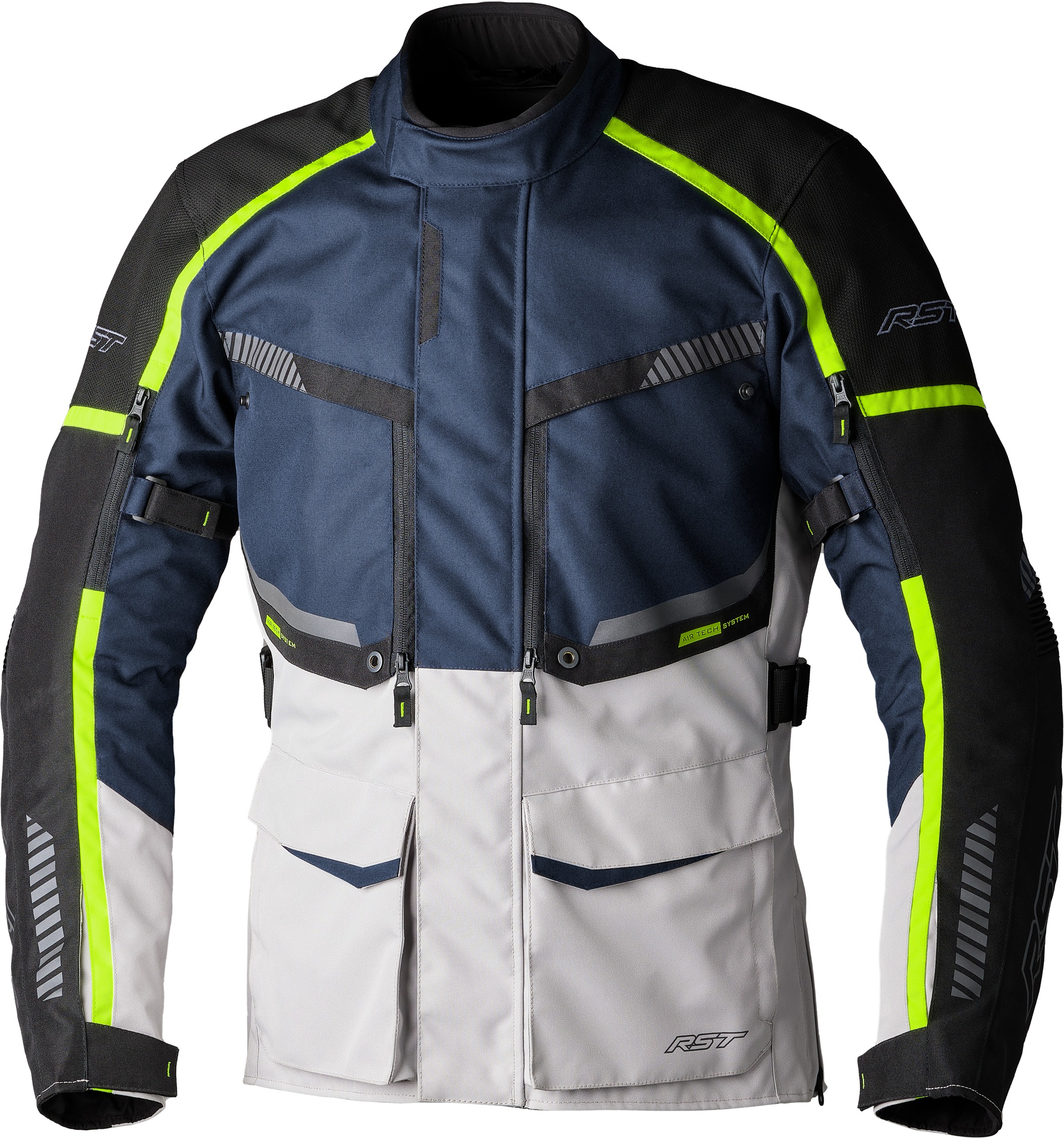 RST Maverick EVO CE Textile Jacket Navy/Silver 2XL Men's - Adventure touring textile jacket, 2XL, Navy/Silver - Click Image to Close