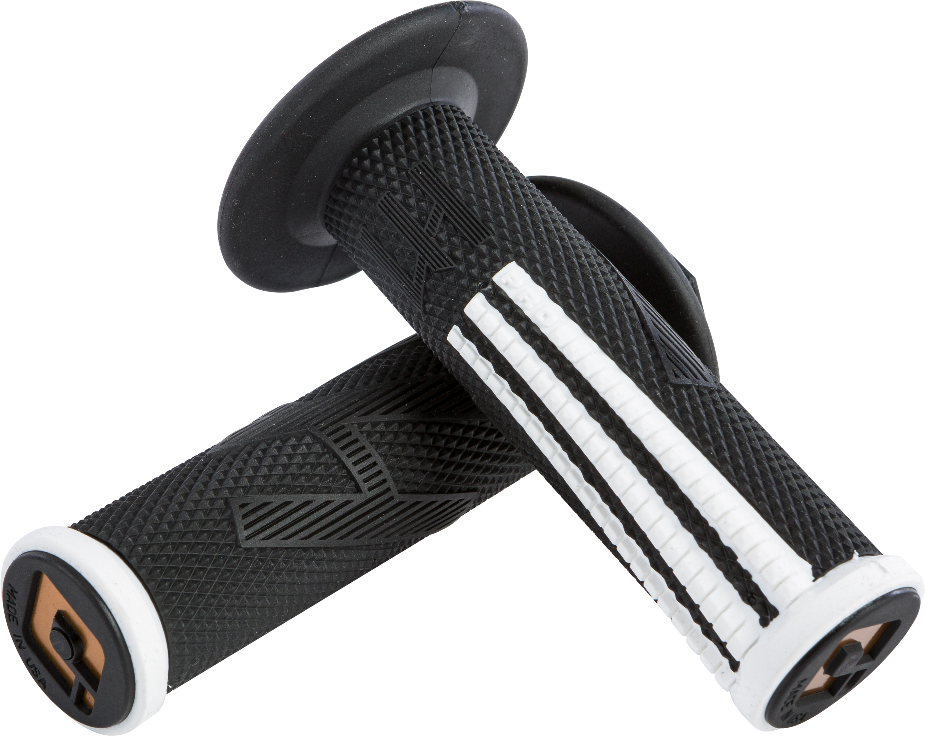 Emig2 Pro MX V2 Lock On MX Grips System - Diamond Knurled, Black & White - Click Image to Close