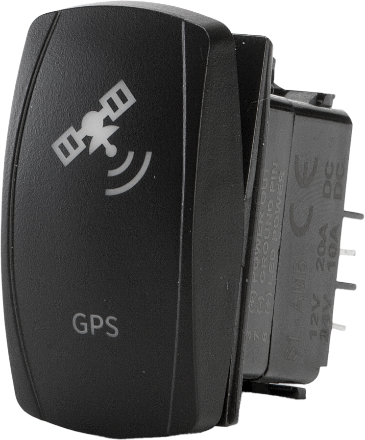 "GPS" Illuminated Rocker Switch - Amber Lighted SPST Rocker - Click Image to Close