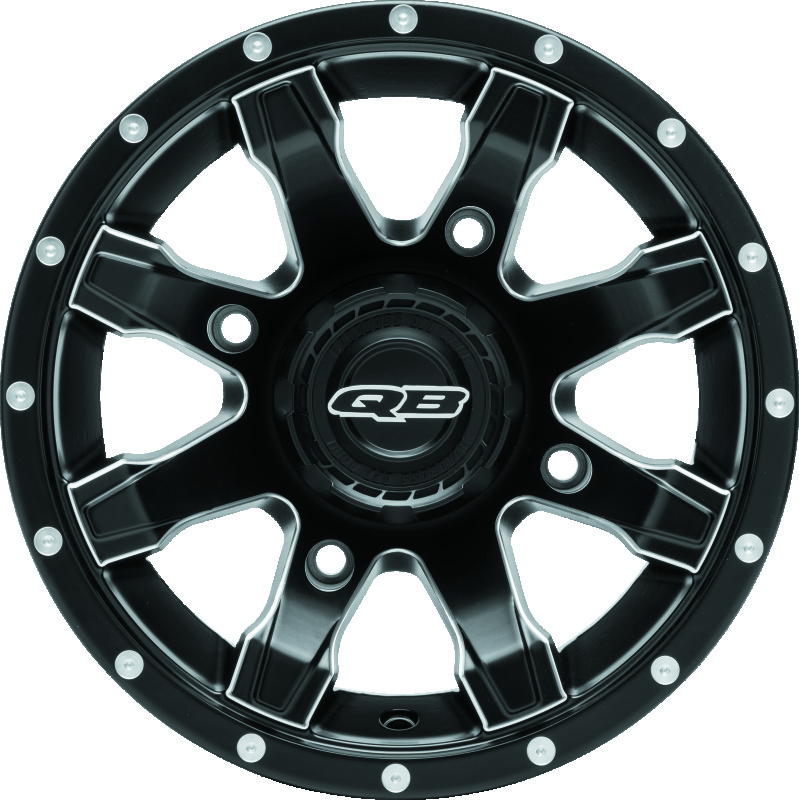 QuadBoss Grinder Wheel 14x7 4+3 4/156 with Center Cap Black - Click Image to Close