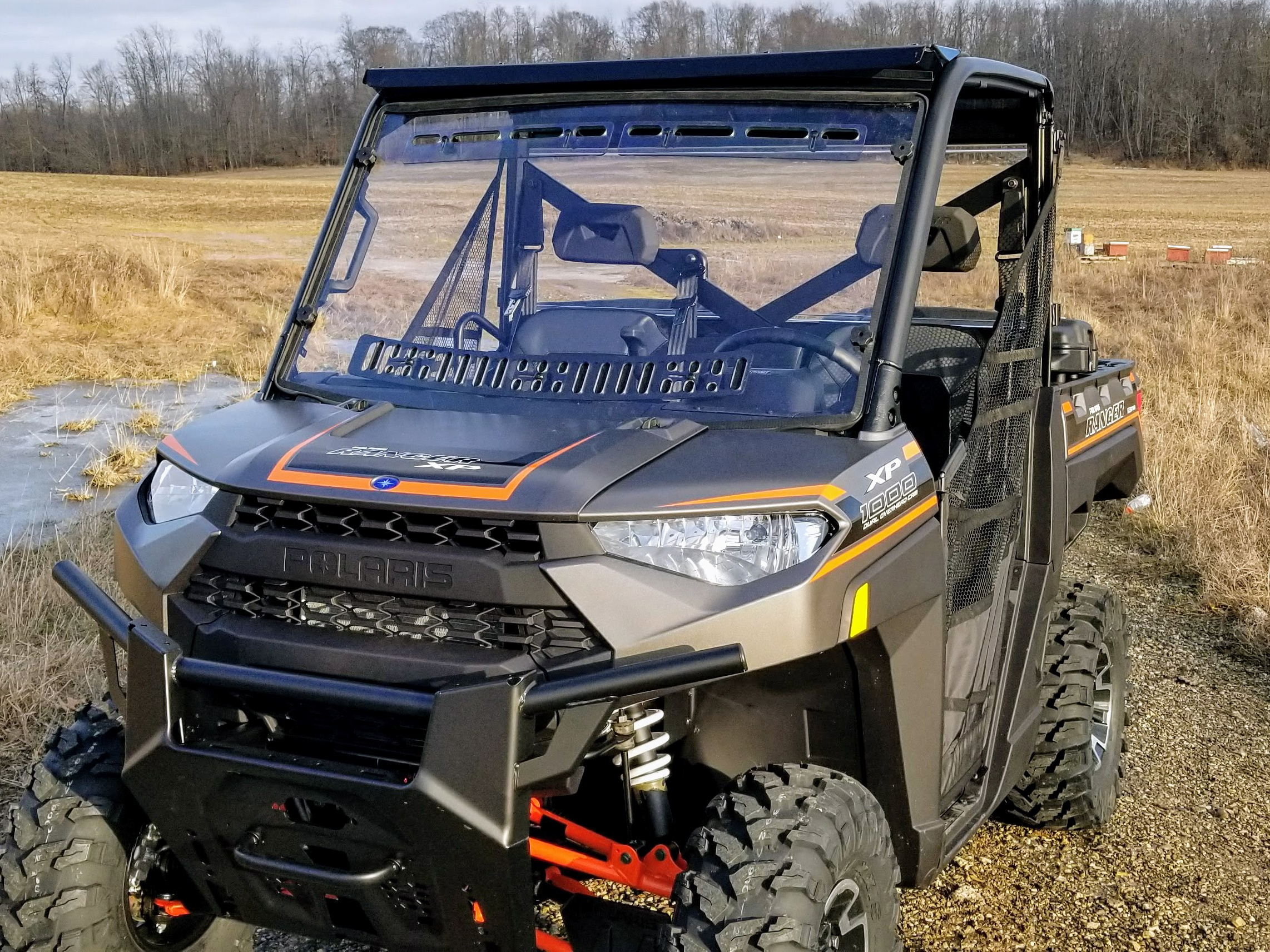 Full Windshield Dual Vent - For 13-17 Polaris Ranger w/ Profile Tubing - Click Image to Close