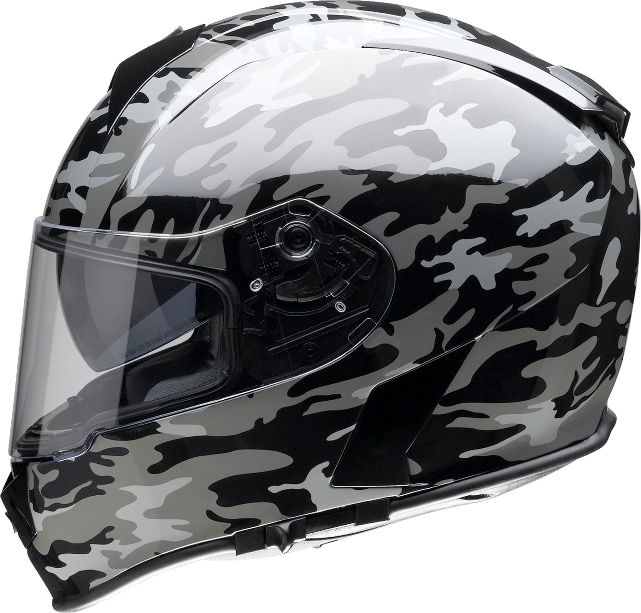 Z1R Warrant Camo Helmet - Large Gray/Black - Full-face helmet with drop-down sun visor - Click Image to Close